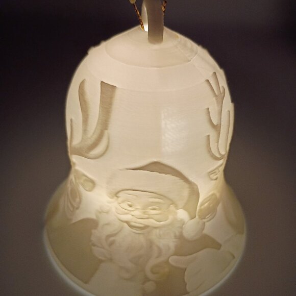 3D Printed Santa Lithophane Lighted Bell, Christmas Night Light, Christmas Gift - Picture 5 of 5